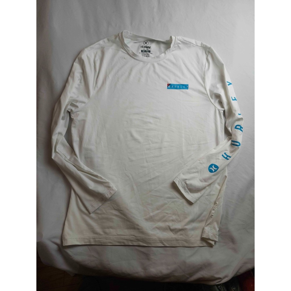 Hurley‎ Rash Guard Shirt Mens Medium White Jersey Surf Skate Swim Boardwear Sun